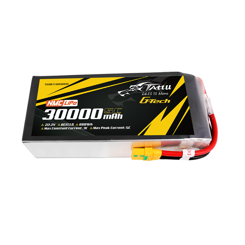 Tattu Semi-Solid State 30000mAh 22.2V 5C 6S1P G-Tech Lipo Battery Pack with XT90-S plug