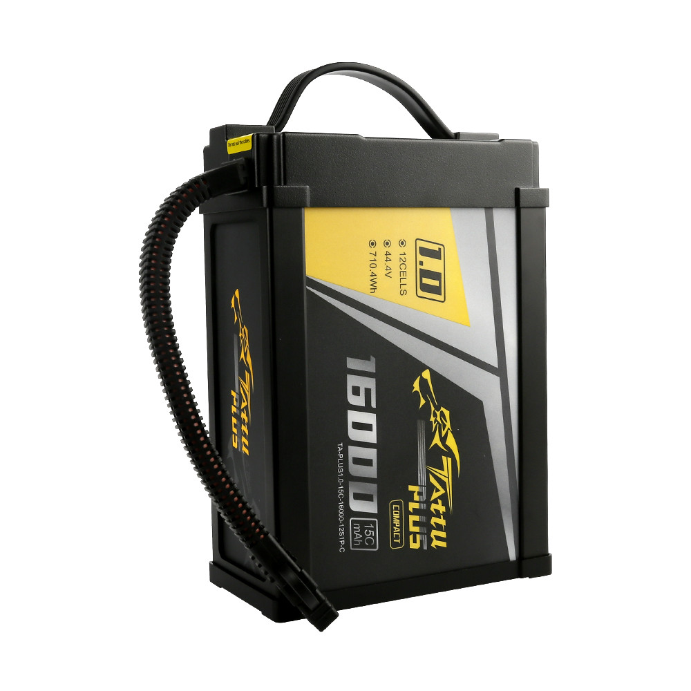 Tattu Plus 1.0 Compact Version 16000mAh 44.4V 15C 12S1P Lipo Smart Battery Pack with XT90-S Plug