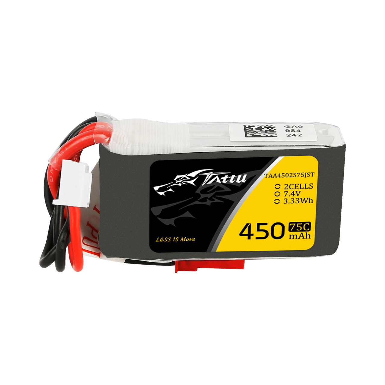 Tattu 450mAh 2S 7.4V 75C Lipo Battery Pack with JST-SYP plug