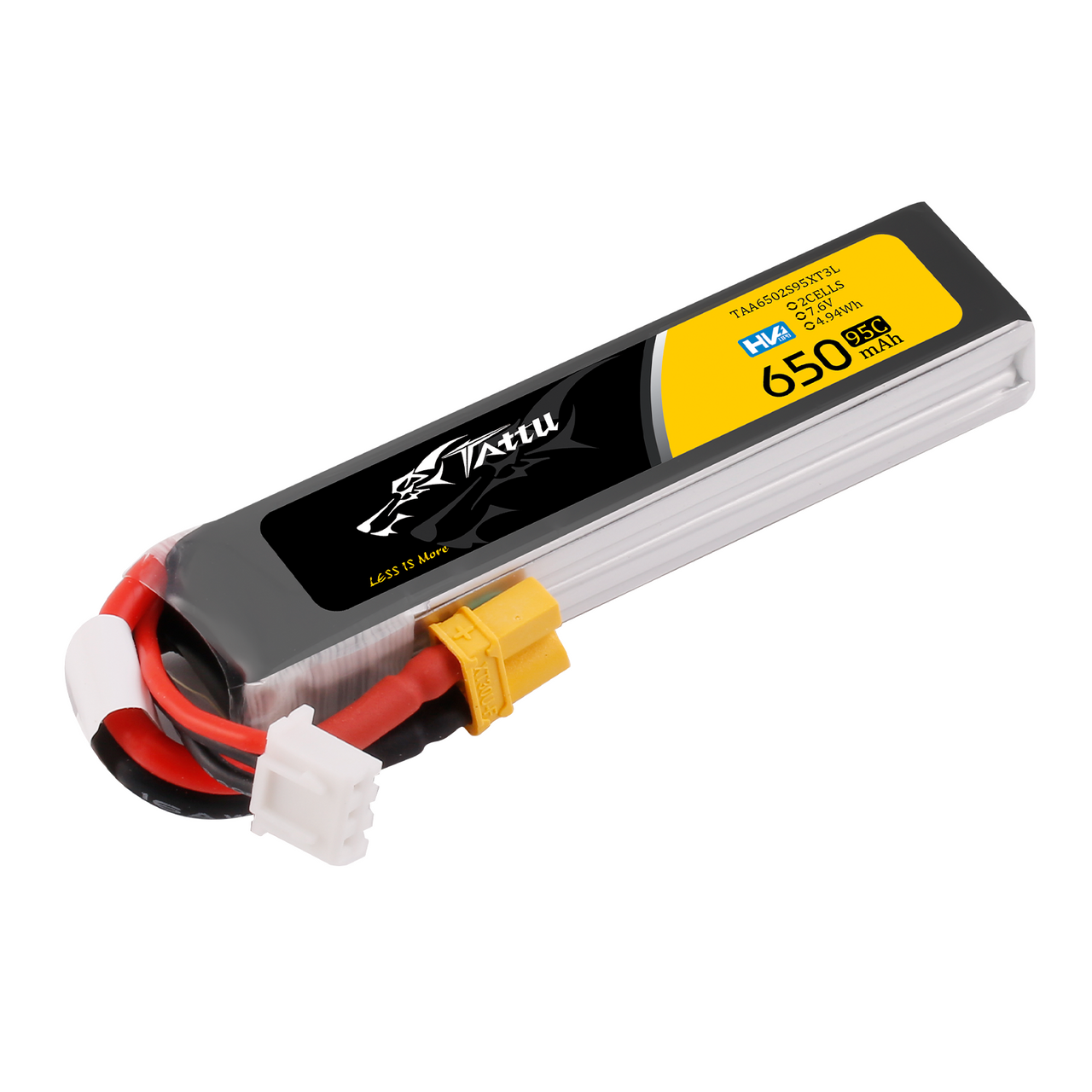 Tattu 650mAh 2S 95C 7.6V HV Lipo Battery Long Pack with XT30 Plug - Image 4